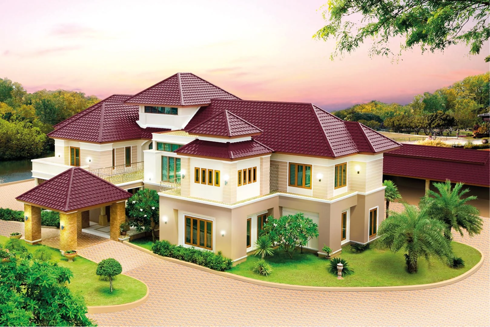 กระเบื้องหลังคาเซรามิค เอสซีจี รุ่นเอ็กซ์เซลล่า เกรซ สีเบอร์กันดี้(บ้าน)
