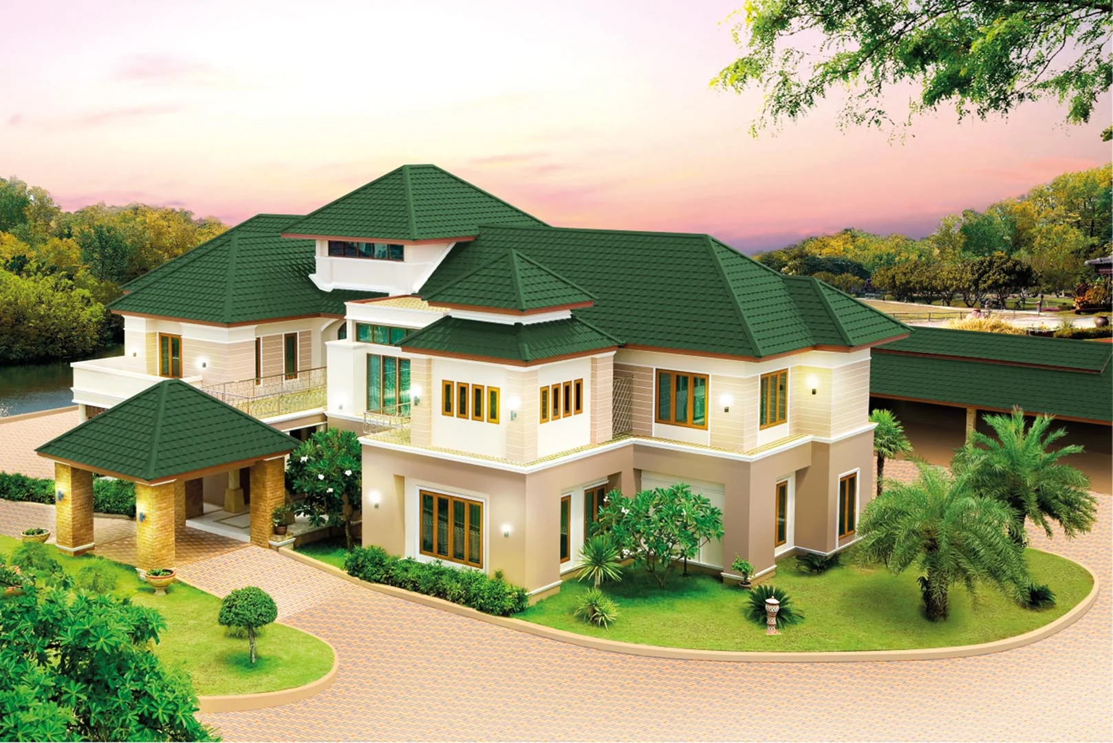 กระเบื้องหลังคาเซรามิค เอสซีจี รุ่นเอ็กซ์เซลล่า เกรซ สีเอเวอร์กรีน