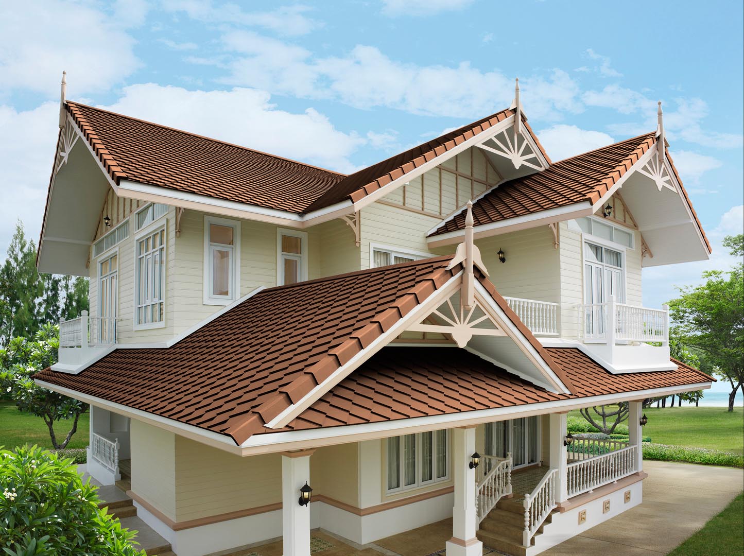 กระเบื้องผืนหลังคาคอนกรีต เอสซีจี รุ่น นิวสไตล์ โอเรียนทอล สีบริค