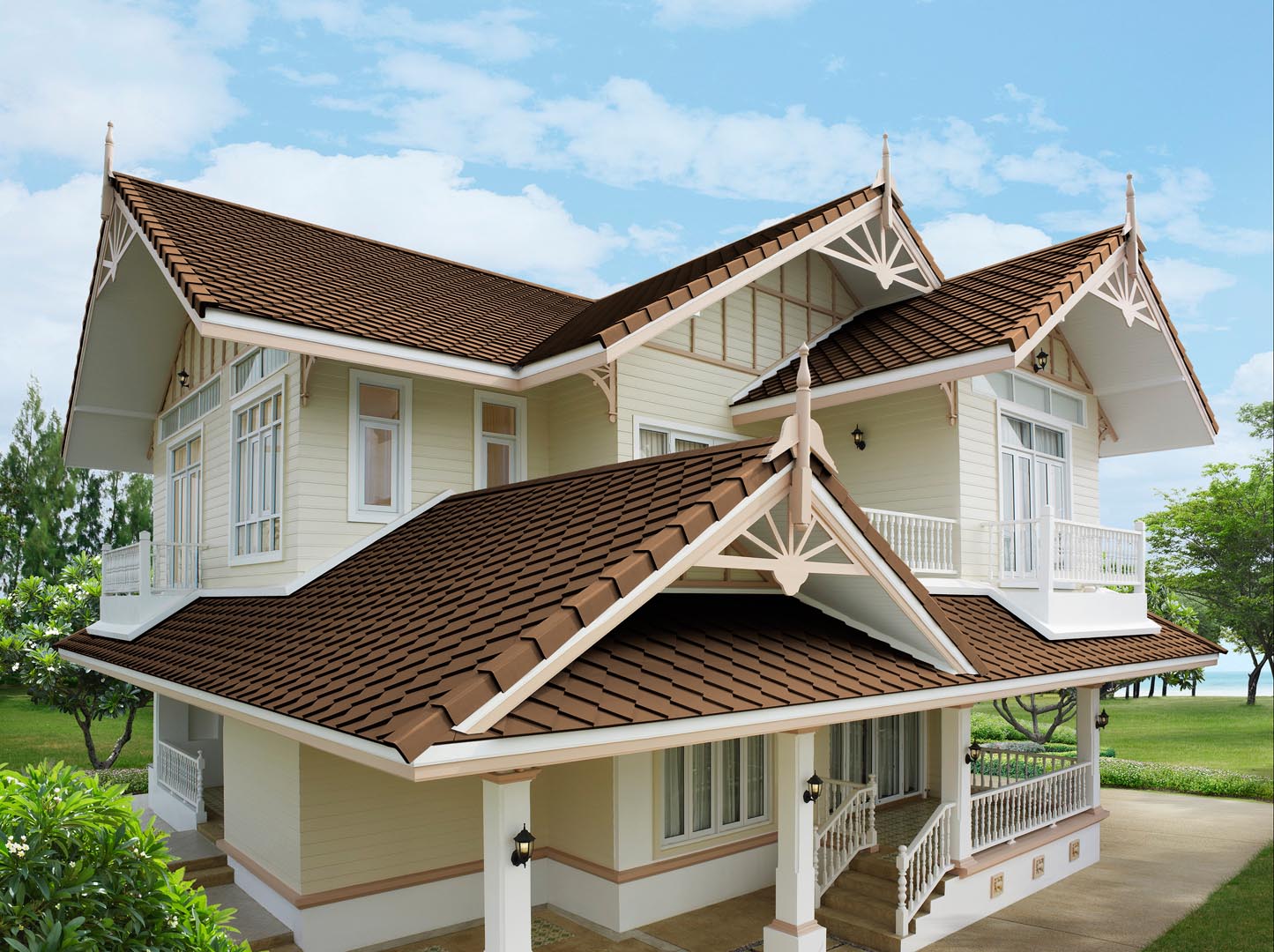 กระเบื้องผืนหลังคาคอนกรีต เอสซีจี รุ่น นิวสไตล์ โอเรียนทอล สีแซนด์