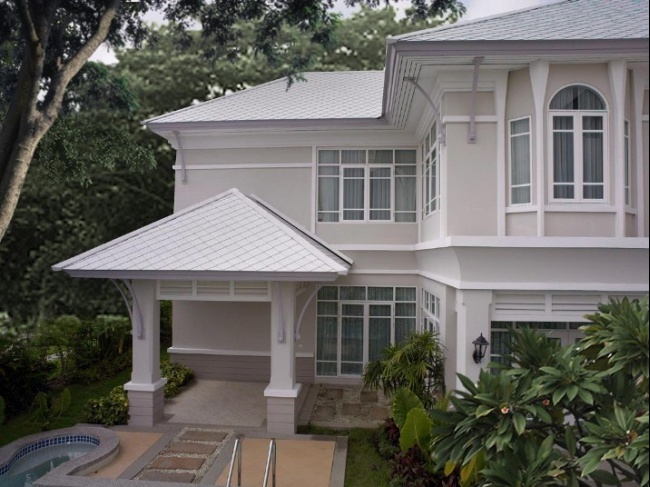 กระเบื้องหลังคาไฟเบอร์ซีเมนต์ เอสซีจี รุ่นไอยร่า โอเรียนทอล 13 นิ้ว มาเบิ้ลเกรย์