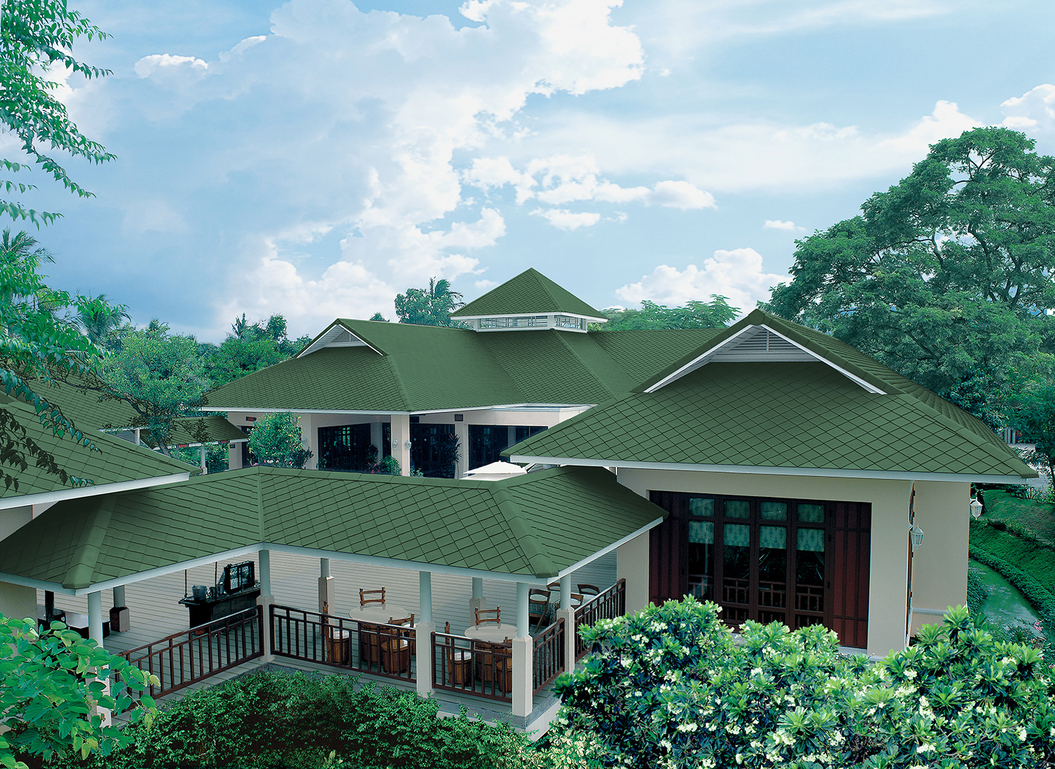 กระเบื้องหลังคาไฟเบอร์ซีเมนต์ เอสซีจี รุ่นไอยร่า โอเรียนทอล 13 นิ้ว เอมเมอรัลด์ กรีน