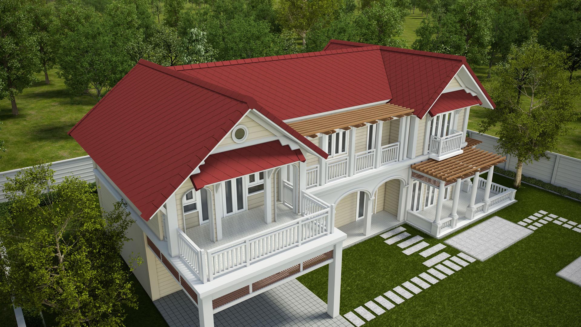 กระเบื้องหลังคาไฟเบอร์ซีเมนต์ เอสซีจี รุ่นไอยร่า โอเรียนทอล 13 นิ้ว แกรนิตเรด