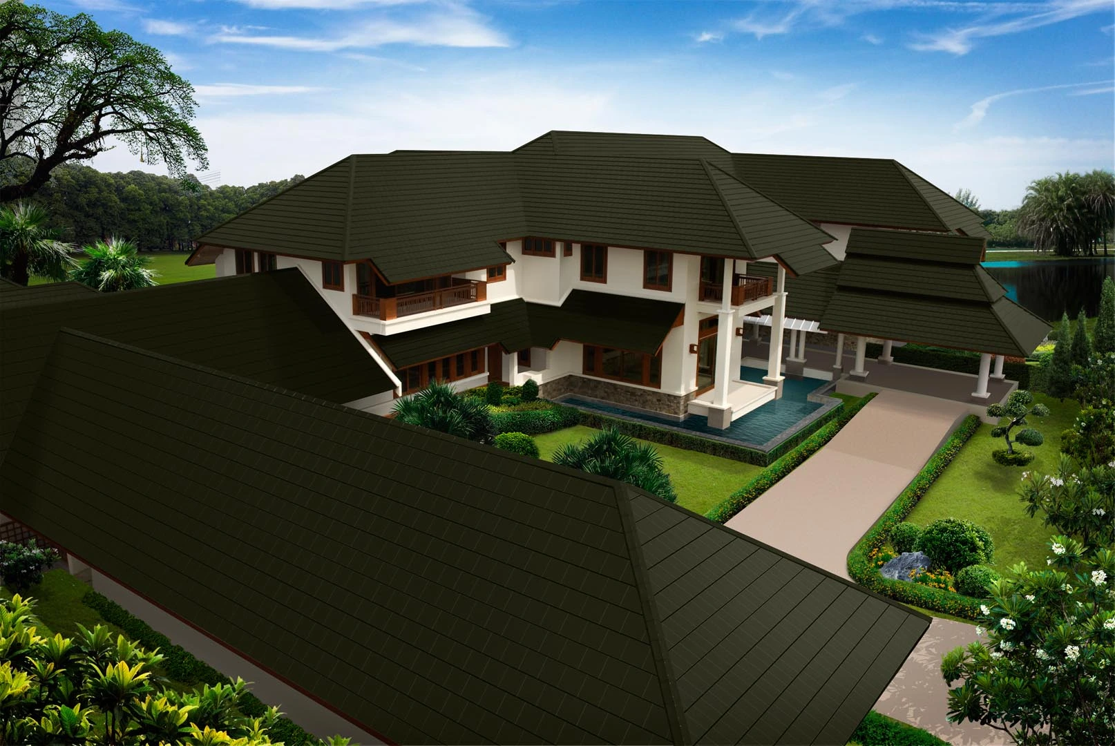 กระเบื้องหลังคาเซรามิค เอสซีจี รุ่นเอ็กซ์เซลล่า โมเดิร์น สีโอลีฟ กรีน